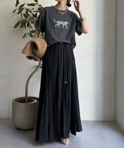 「DouDou」 半袖Tシャツ FREE チャコールグレー レディース_画像2