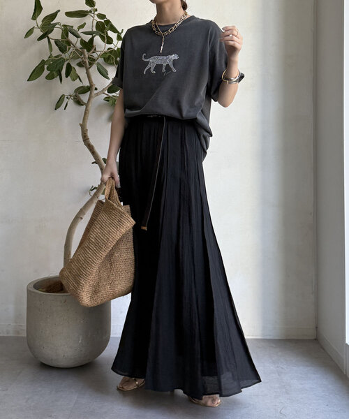 「DouDou」 半袖Tシャツ FREE チャコールグレー レディース_画像3