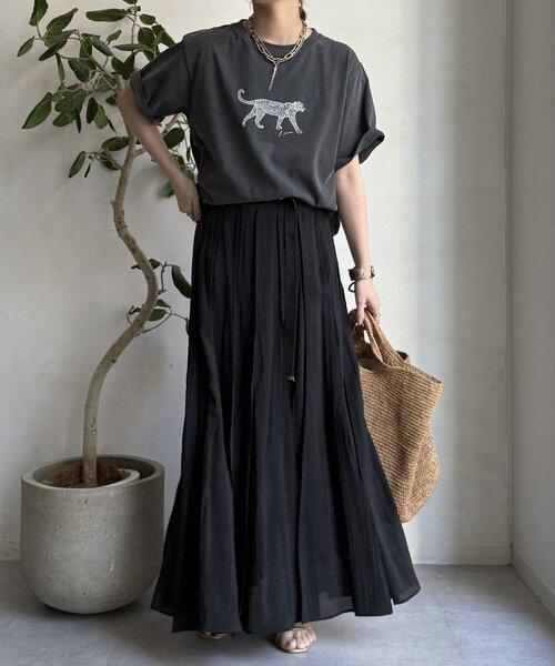 「DouDou」 半袖Tシャツ FREE チャコールグレー レディース_画像5