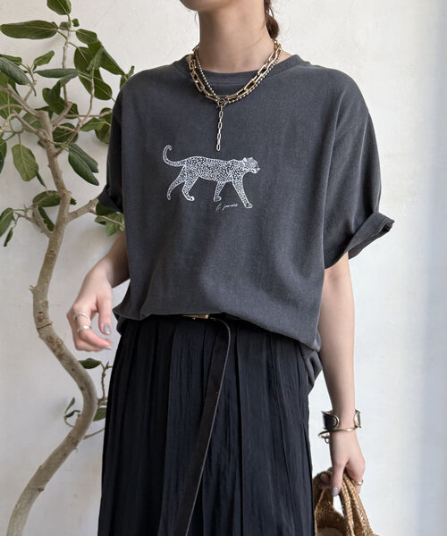 「DouDou」 半袖Tシャツ FREE チャコールグレー レディース_画像7