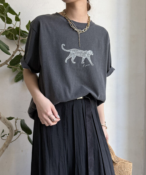 「DouDou」 半袖Tシャツ FREE チャコールグレー レディース_画像8
