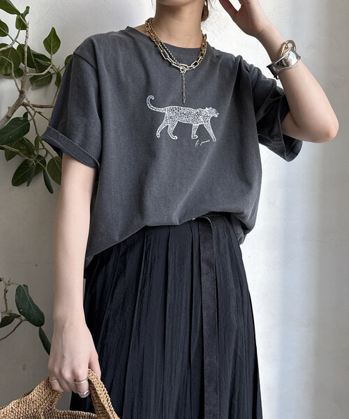 「DouDou」 半袖Tシャツ FREE チャコールグレー レディース_画像9