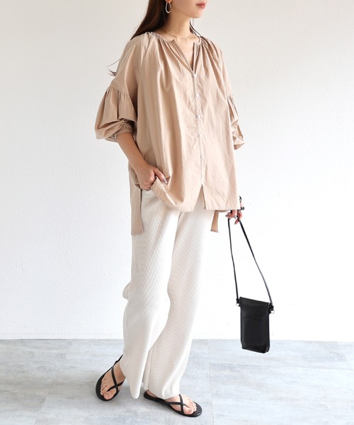 「andme」 「alma design」7分袖ブラウス M ブラック レディース_画像5