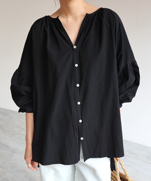 「andme」 「alma design」7分袖ブラウス M ブラック レディース_画像7
