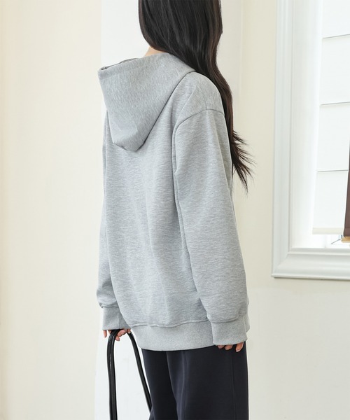 d.i.a.グレーのフード付きパーカー DAYRA パーカー フード付き ベーシック 長袖 スウェット プルオーバー
