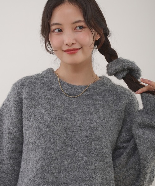 cygne シーニュ グレー ループヤーン ニット ショート丈トップス　完売品 MUHET（ミュエータ） ニット セーター loop yarn short knit