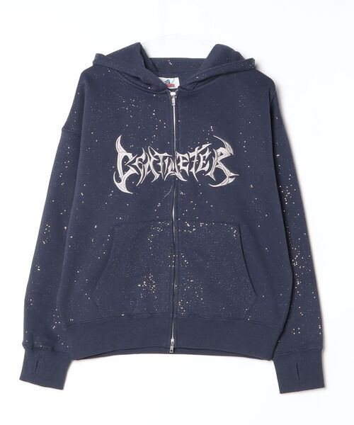 グリッタージップパーカー パーカー ラメグリッターオーバーサイズジップフーディー/キラキラ