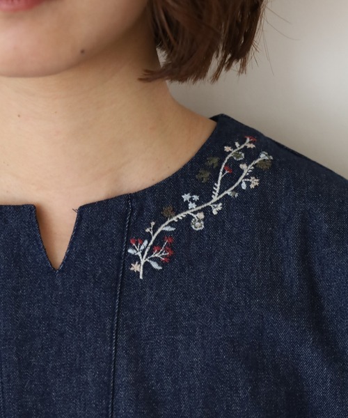 Emago（イマゴ） ブラウス シャツ フラワー刺繍ブラウス レディース 