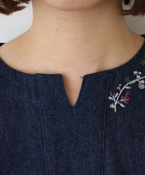 Emago（イマゴ） ブラウス シャツ フラワー刺繍ブラウス レディース 