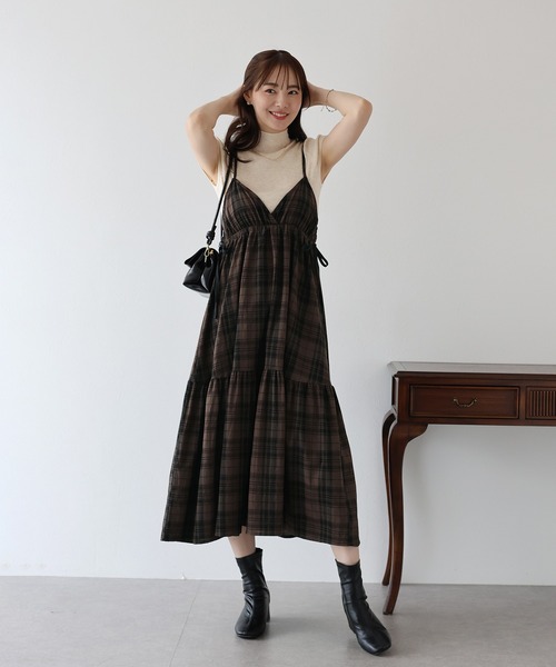 「BLUEEAST」 キャミソールワンピース MEDIUM ネイビー レディース_画像2