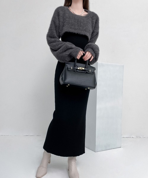 「ABITOKYO」 コンビワンピース FREE チャコールグレー レディース_画像6