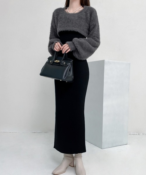 「ABITOKYO」 コンビワンピース FREE チャコールグレー レディース_画像7