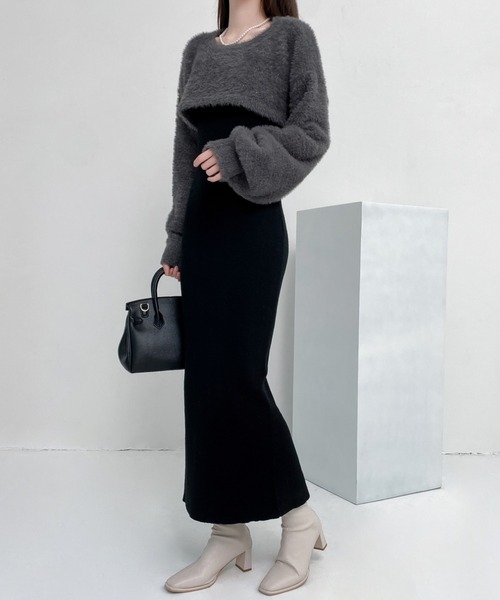 「ABITOKYO」 コンビワンピース FREE チャコールグレー レディース_画像8