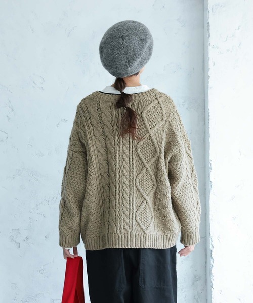 soul berryパッチワークなニットのカーディガン グレージュ soulberry（ソウルベリー） カーディガン パッチワークなニットの