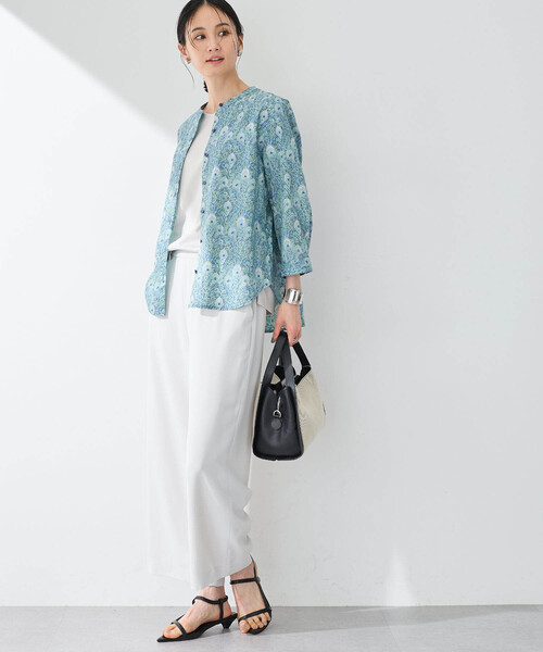 「A/C DESIGN BY ALPHA CUBIC」 長袖シャツ 13号 ブルー レディース_画像4