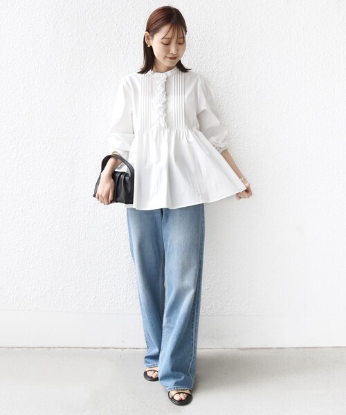 SHIPS（シップス） ブラウス シャツ 「WEB限定」「手洗い可能」フリル