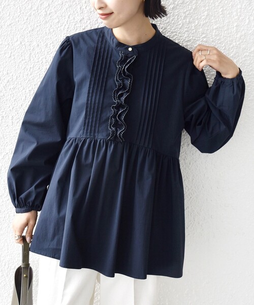 SHIPS（シップス） ブラウス シャツ 「WEB限定」「手洗い可能」フリル