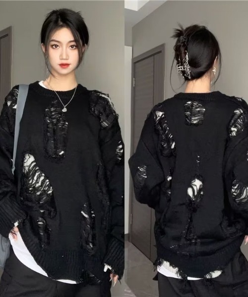 「DEVICE」 長袖ニット FREE グレー レディース_画像4