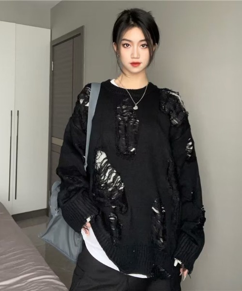 「DEVICE」 長袖ニット FREE グレー レディース_画像5