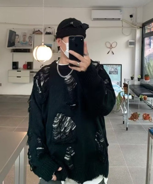 「DEVICE」 長袖ニット FREE グレー レディース_画像7