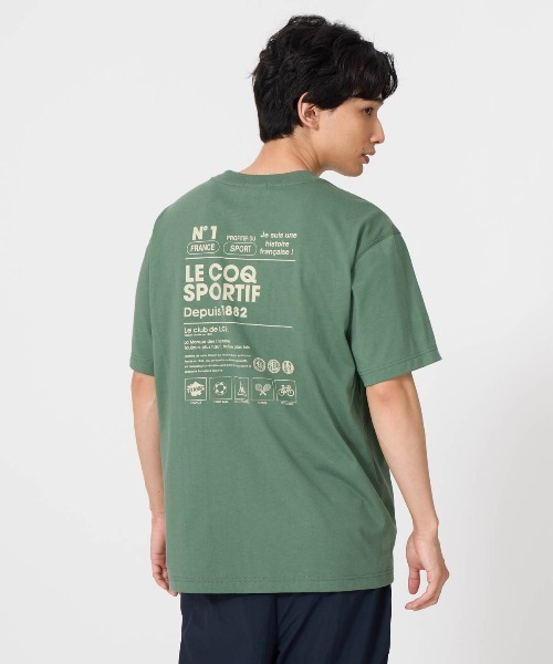 ルコックスポルティフ テニスウェア 半袖ＴシャツQTMSJA10緑 メンズL新品 le coq sportif（ルコックスポルティフ） tシャツ バックプリント半袖T