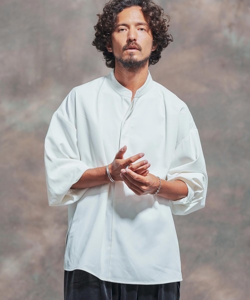 「Jih Nunc」 半袖シャツ S ターコイズブルー メンズ_画像2