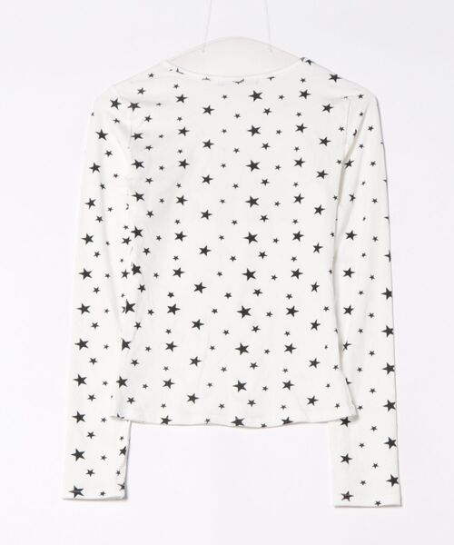 tシャツ Y2K星柄＆ロゴデザインVネックロングスリーブTシャツ