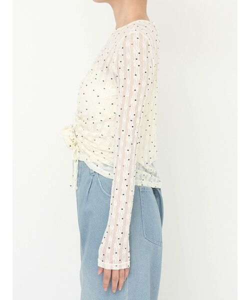 CALNAMUR（カルナムール） tシャツ ドットフラワージャカードトップス