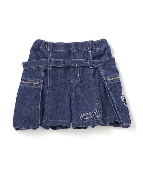 nexchic（ネクシック） パンツ ツイルヒョウ柄デニムショートパンツ