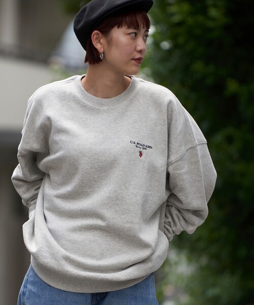 「U.S. POLO ASSN.」 スウェットカットソー LARGE ライトグレー メンズ_画像3