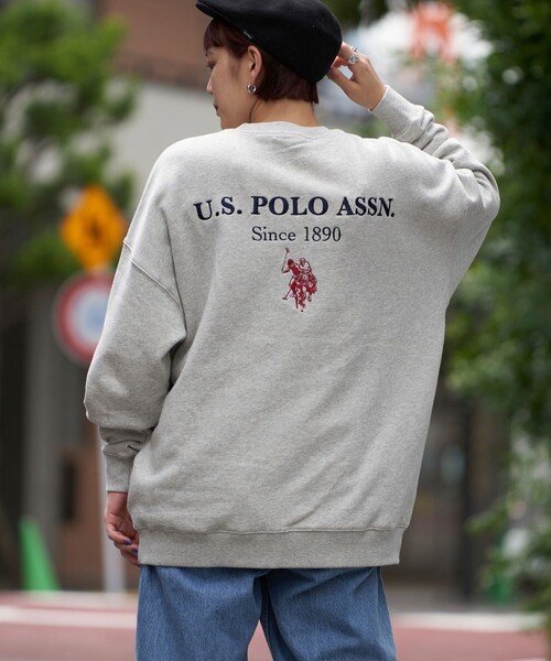 「U.S. POLO ASSN.」 スウェットカットソー LARGE ライトグレー メンズ_画像7