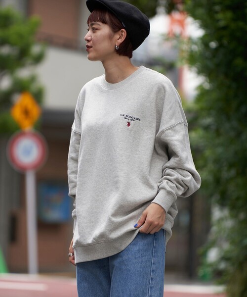 「U.S. POLO ASSN.」 スウェットカットソー LARGE ライトグレー メンズ_画像8