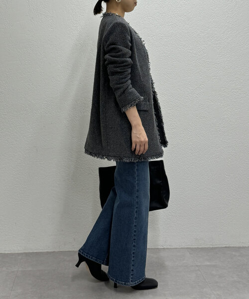 美品Lounge Dressラウンジドレス　ツイードジャケット　グレー系F卒業式 Loungedress（ラウンジドレス） ツイードジャケット FREE グレー