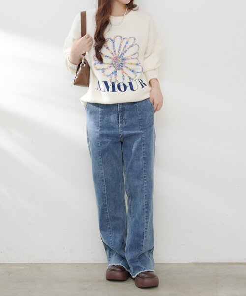 「continuer de NICE CLAUP」 長袖ニット FREE ブラウン レディース_画像8
