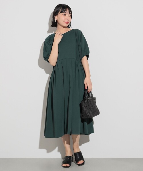 「BEAMS HEART」 半袖ワンピース FREE ネイビー レディース_画像3