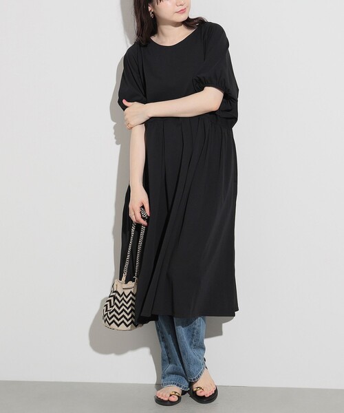 「BEAMS HEART」 半袖ワンピース FREE ネイビー レディース_画像6