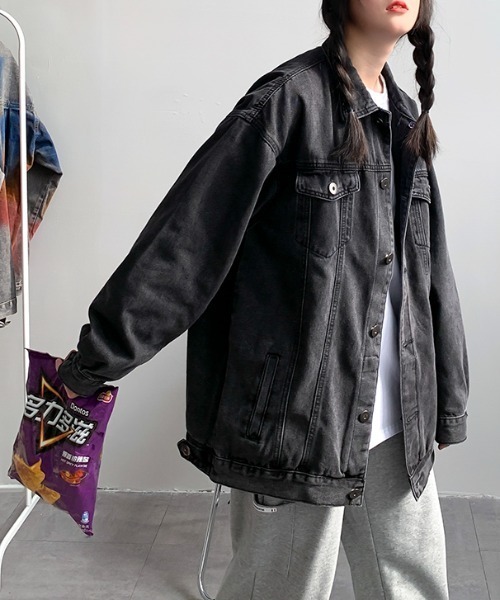 「.KOM」 デニムジャケット L ブラック レディース_画像3