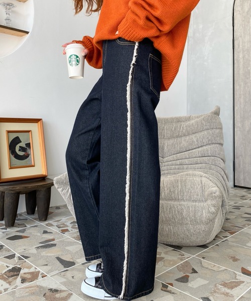 「moment+」 デニムパンツ M サックスブルー レディース_画像3