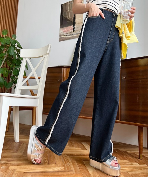 「moment+」 デニムパンツ M サックスブルー レディース_画像9