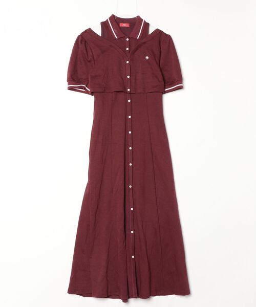 「POLO BCS」 半袖ワンピース MEDIUM ボルドー レディース