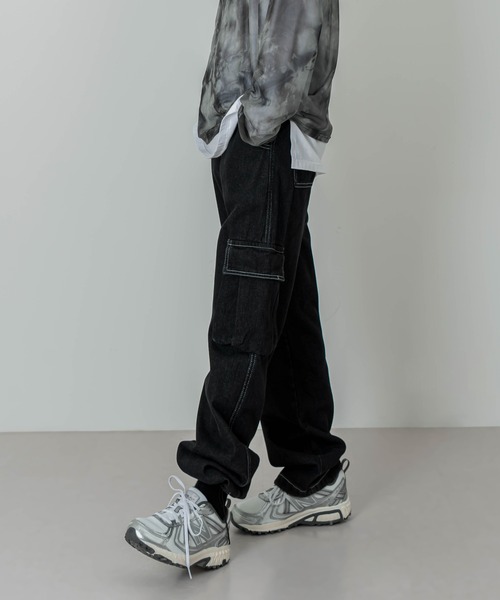 「FOLLOWIN」 カーゴパンツ MEDIUM ブラック メンズ_画像5