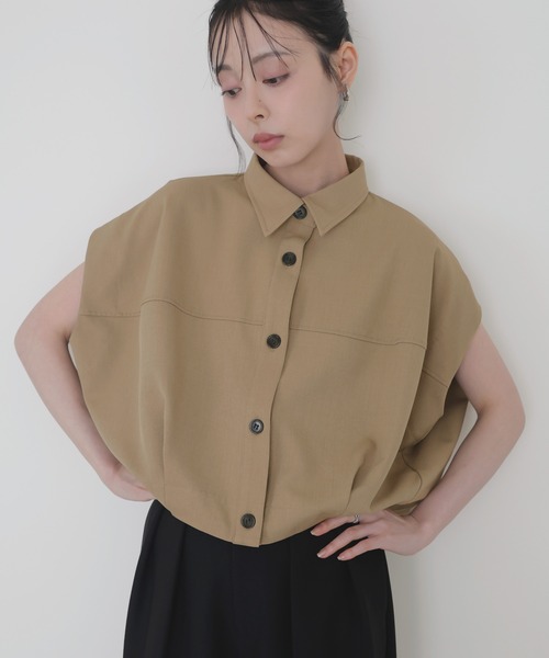 ブラウス シャツ 「セットアップ対応」フレンチスリーブボックスシャツ レディースの画像