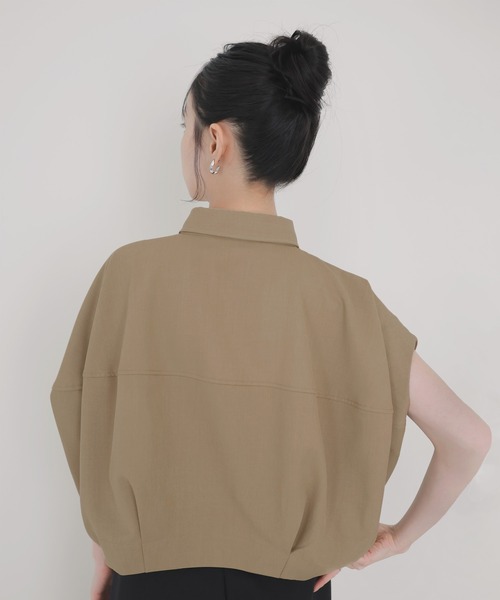 ブラウス シャツ 「セットアップ対応」フレンチスリーブボックスシャツ レディースの画像
