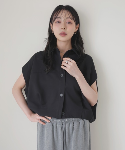 ブラウス シャツ 「セットアップ対応」フレンチスリーブボックスシャツ レディースの画像