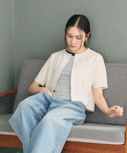 BEAUTY＆YOUTH UNITED ARROWS カーディガン 半袖 「WEB限定」ラメ 