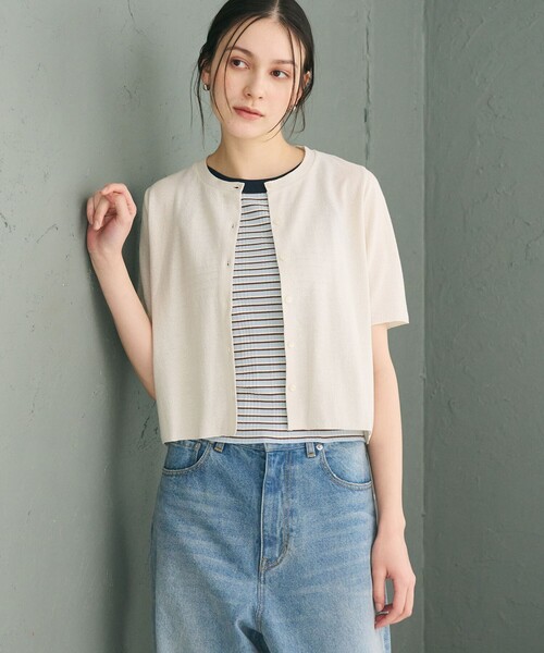 BEAUTY＆YOUTH UNITED ARROWS カーディガン 半袖 「WEB限定」ラメ 