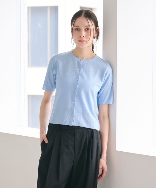 BEAUTY&YOUTH UNITED ARROWSショートスリーブカーディガン BEAUTY＆YOUTH UNITED ARROWS カーディガン 半袖 「WEB限定」ラメ