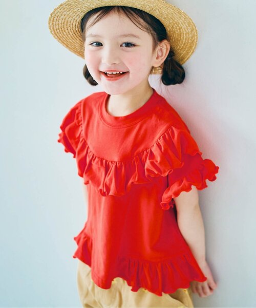p.premier（ピードットプルミエ） tシャツ エアリーストレッチフリル