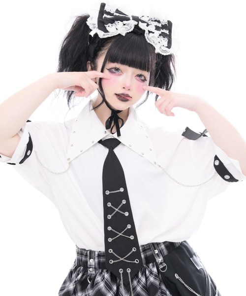 TRAVAS TOKYO ネクタイ付き半袖レイヤードシャツ TRAVAS TOKYO（トラバストーキョー） ブラウス シャツ 半袖 「TRAVAS