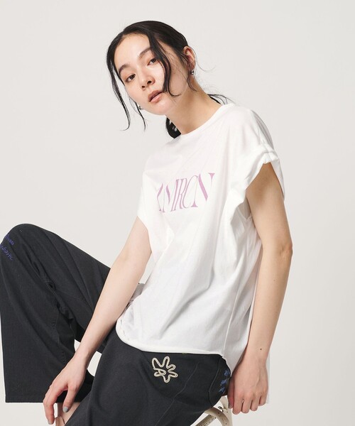 tシャツ 「Americana」ロールアップ プリントTシャツ レディースの画像